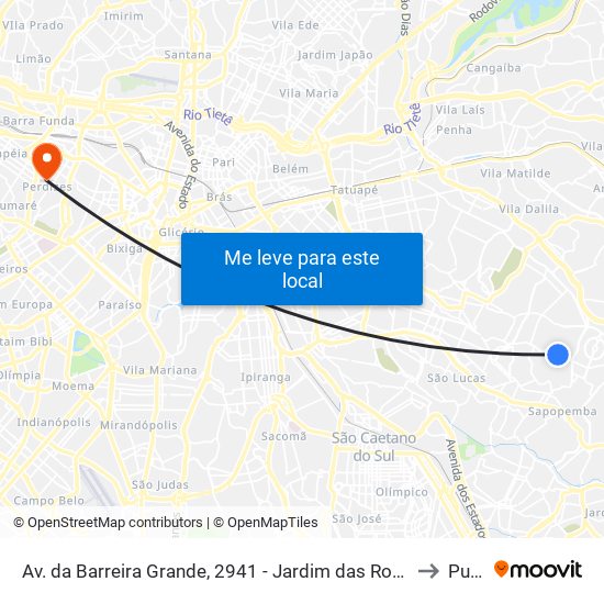 Av. da Barreira Grande, 2941 - Jardim das Rosas (Zona Leste I), São Paulo to Puc-Sp map