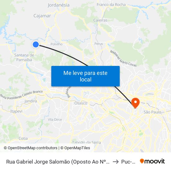 Rua Gabriel Jorge Salomão (Oposto Ao Nº 37) to Puc-Sp map