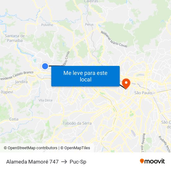Alameda Mamoré 747 to Puc-Sp map