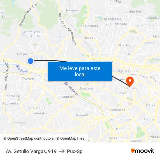 Av. Getúlio Vargas, 919 to Puc-Sp map