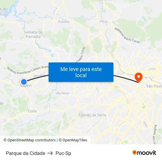 Parque da Cidade to Puc-Sp map