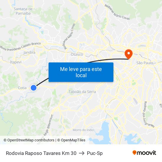 Rodovia Raposo Tavares Km 30 to Puc-Sp map