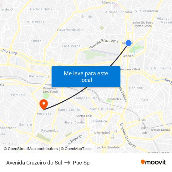 Avenida Cruzeiro do Sul to Puc-Sp map