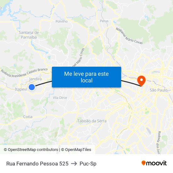 Rua Fernando Pessoa 525 to Puc-Sp map