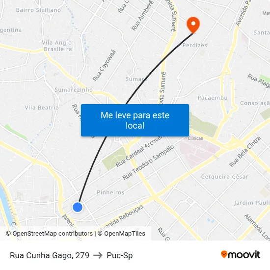 Rua Cunha Gago, 279 to Puc-Sp map