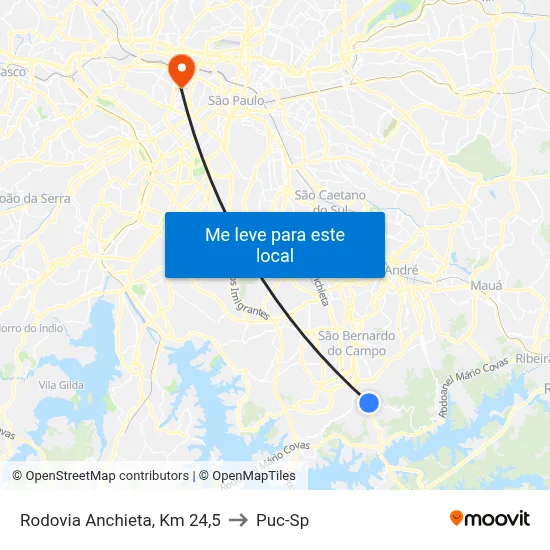 Rodovia Anchieta, Km 24,5 to Puc-Sp map