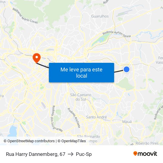 Rua Harry Dannemberg, 67 to Puc-Sp map