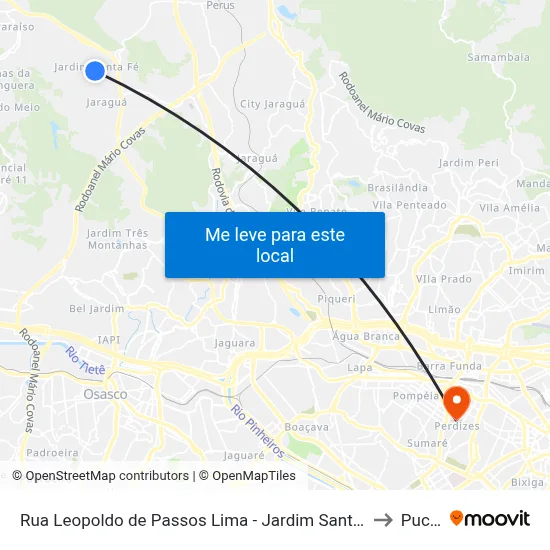Rua Leopoldo de Passos Lima - Jardim Santa Fé, São Paulo to Puc-Sp map