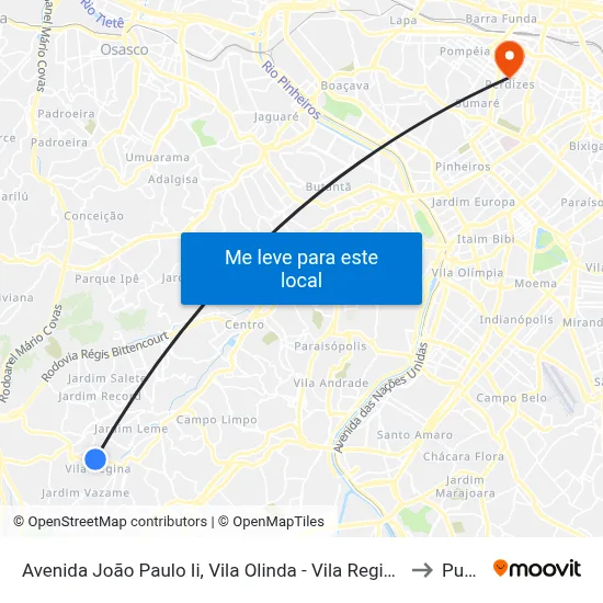 Avenida João Paulo Ii, Vila Olinda - Vila Regina, Embu das Artes to Puc-Sp map