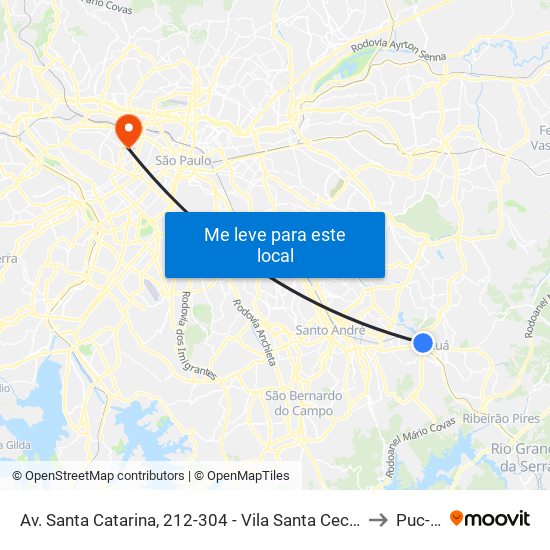 Av. Santa Catarina, 212-304 - Vila Santa Cecilia, Mauá to Puc-Sp map