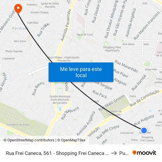 Rua Frei Caneca, 561 - Shopping Frei Caneca - Bela Vista, São Paulo to Puc-Sp map