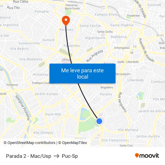 Parada 2 - Mac/Usp to Puc-Sp map