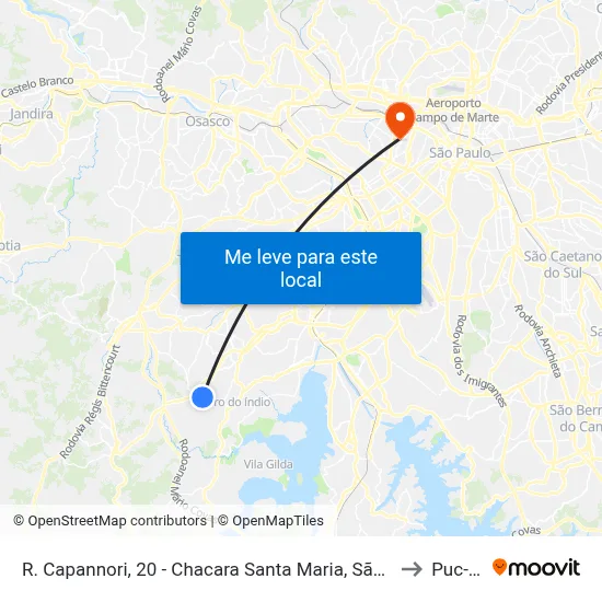R. Capannori, 20 - Chacara Santa Maria, São Paulo to Puc-Sp map