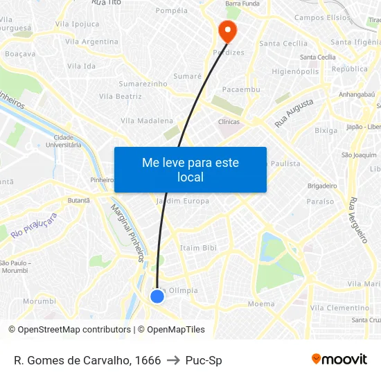R. Gomes de Carvalho, 1666 to Puc-Sp map