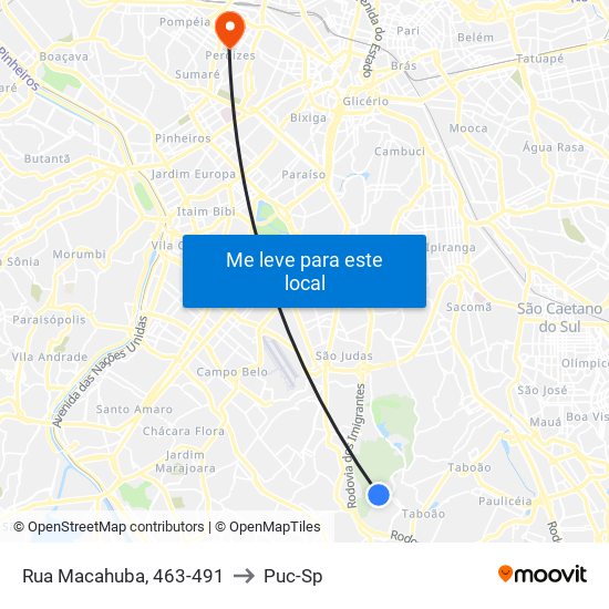 Rua Macahuba, 463-491 to Puc-Sp map