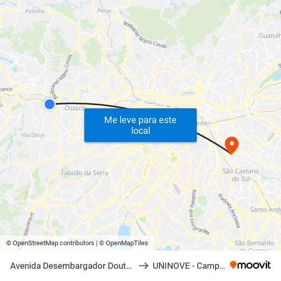 Avenida Desembargador Doutor Eduardo Cunha de Abreu to UNINOVE - Campus Vila Prudente map