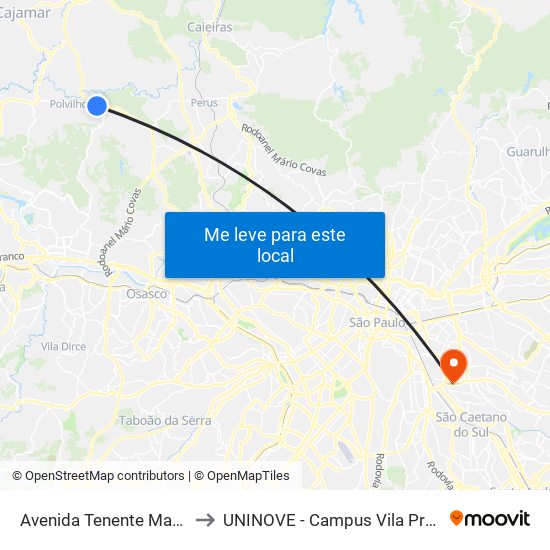 Avenida Tenente Marques to UNINOVE - Campus Vila Prudente map