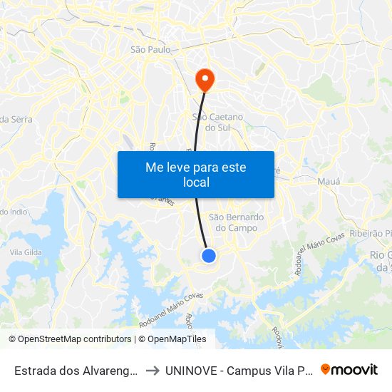 Estrada dos Alvarengas, 495 to UNINOVE - Campus Vila Prudente map