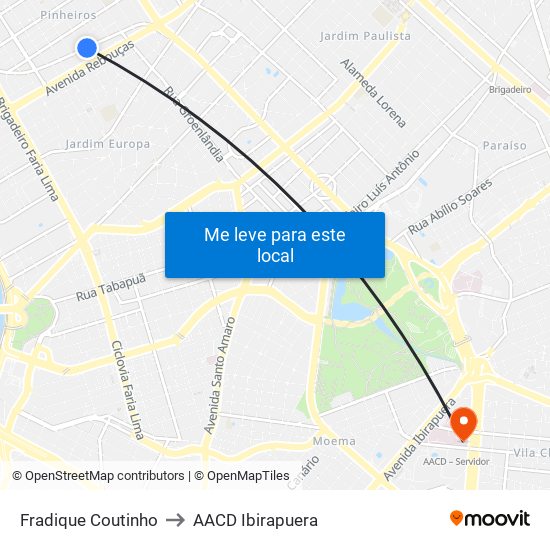 Fradique Coutinho to AACD Ibirapuera map