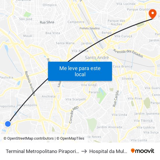 Terminal Metropolitano Piraporinha to Hospital da Mulher map