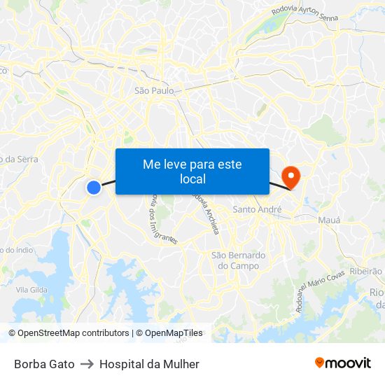 Borba Gato to Hospital da Mulher map