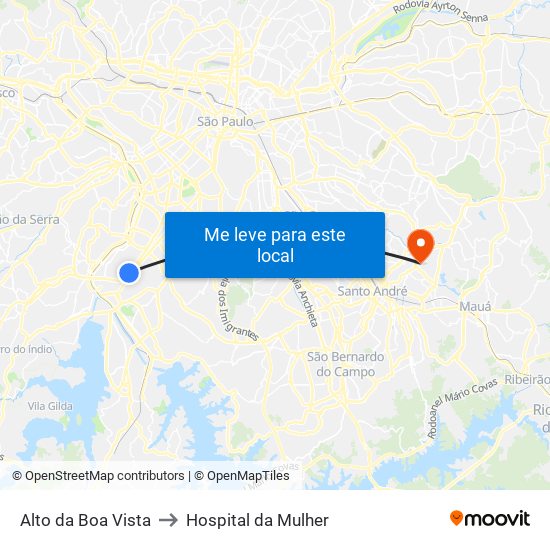 Alto da Boa Vista to Hospital da Mulher map