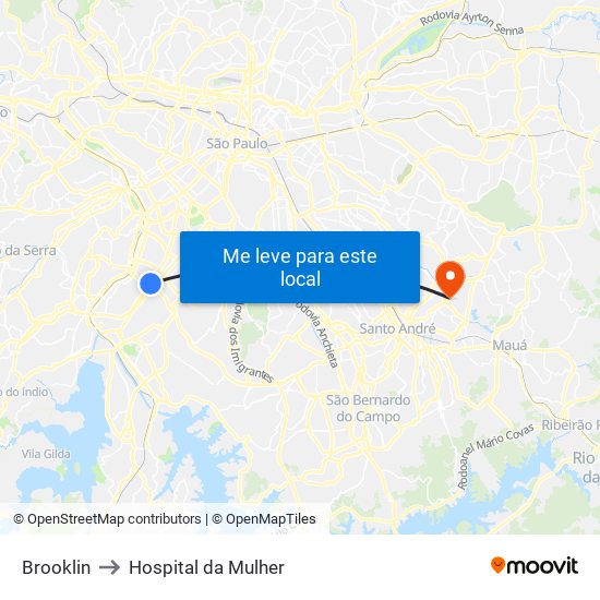 Brooklin to Hospital da Mulher map