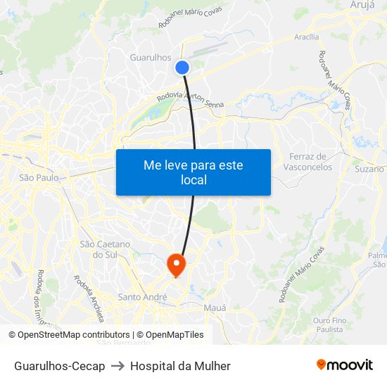 Guarulhos-Cecap to Hospital da Mulher map