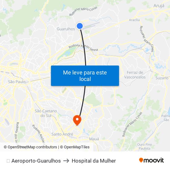 ✈️ Aeroporto-Guarulhos to Hospital da Mulher map