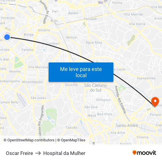 Oscar Freire to Hospital da Mulher map