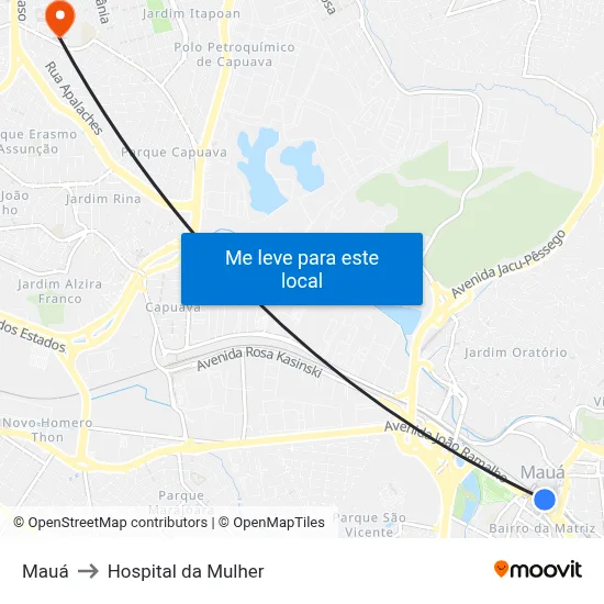 Mauá to Hospital da Mulher map