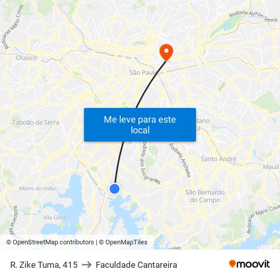 R. Zike Tuma, 415 to Faculdade Cantareira map