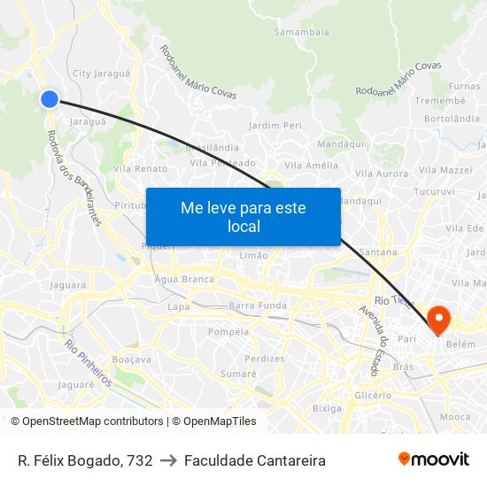 R. Félix Bogado, 732 to Faculdade Cantareira map