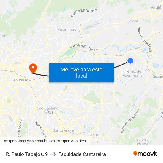 R. Paulo Tapajós, 9 to Faculdade Cantareira map