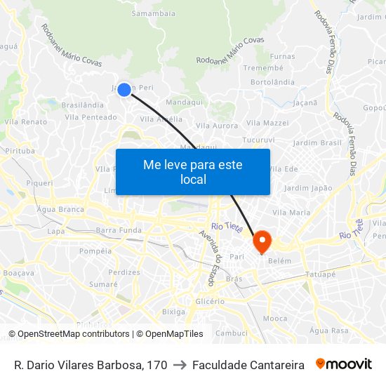 R. Dario Vilares Barbosa, 170 to Faculdade Cantareira map