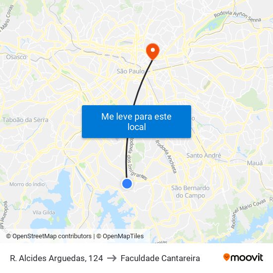 R. Alcides Arguedas, 124 to Faculdade Cantareira map