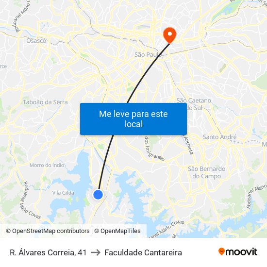 R. Álvares Correia, 41 to Faculdade Cantareira map