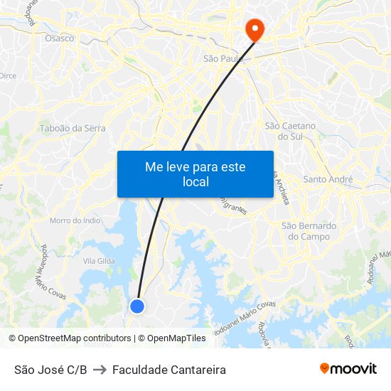 São José C/B to Faculdade Cantareira map