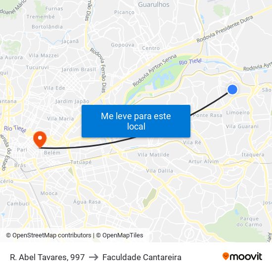 R. Abel Tavares, 997 to Faculdade Cantareira map