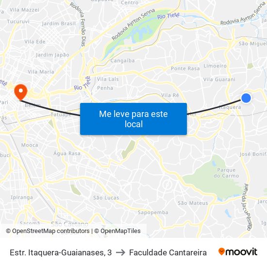 Estr. Itaquera-Guaianases, 3 to Faculdade Cantareira map