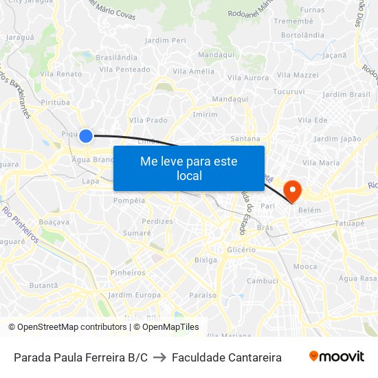 Parada Paula Ferreira B/C to Faculdade Cantareira map