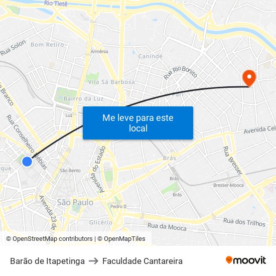 Barão de Itapetinga to Faculdade Cantareira map