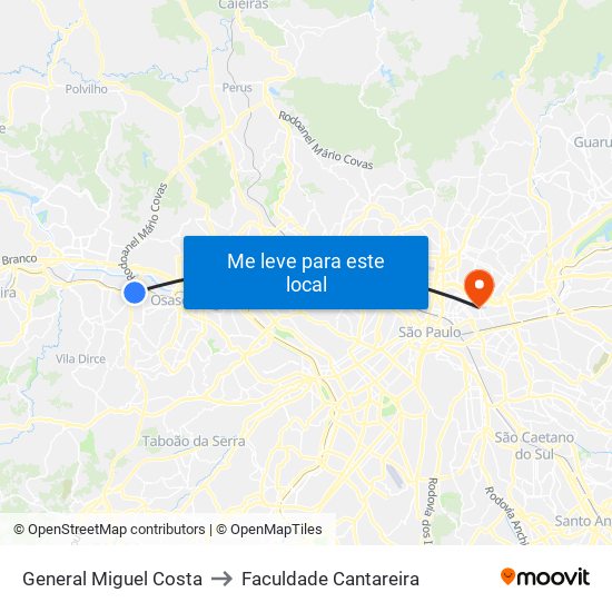 General Miguel Costa to Faculdade Cantareira map