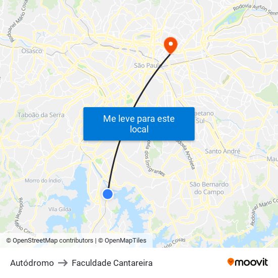Autódromo to Faculdade Cantareira map