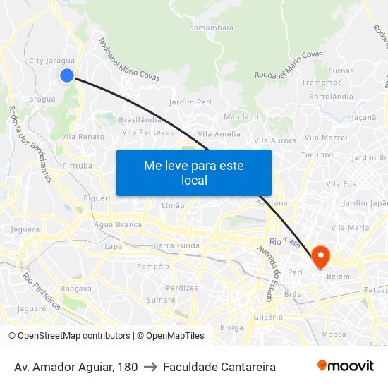 Av. Amador Aguiar, 180 to Faculdade Cantareira map