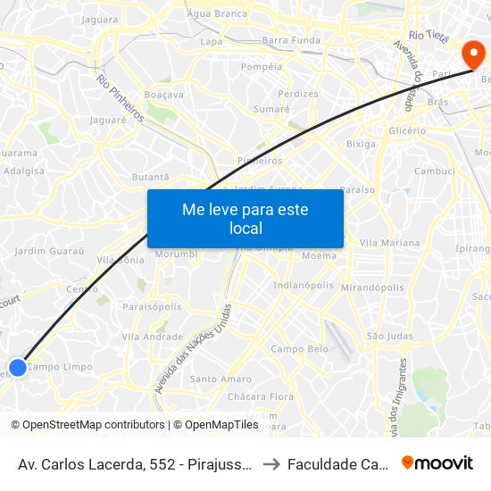 Av. Carlos Lacerda, 552 - Pirajussara, São Paulo to Faculdade Cantareira map