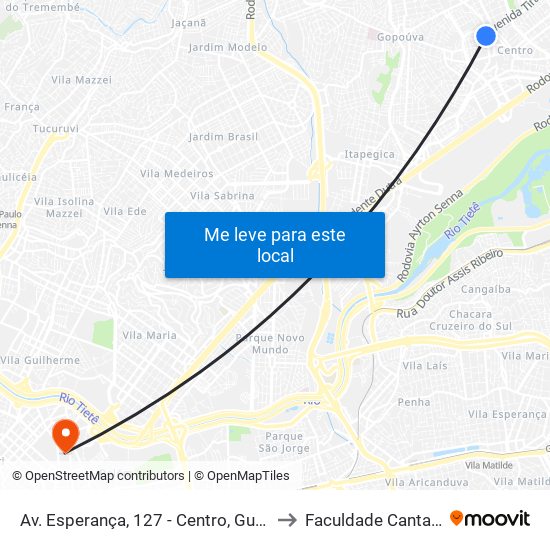 Av. Esperança, 127 - Centro, Guarulhos to Faculdade Cantareira map
