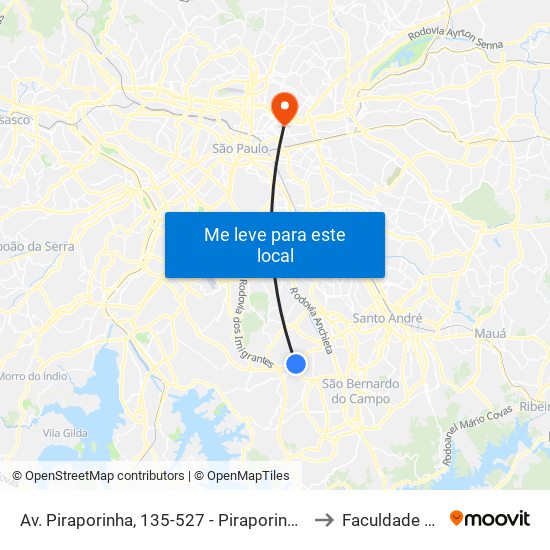Av. Piraporinha, 135-527 - Piraporinha - Piraporinha, Diadema to Faculdade Cantareira map