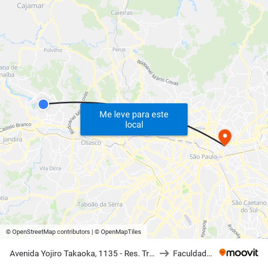 Avenida Yojiro Takaoka, 1135 - Res. Tres (Alphaville), Santana de Parnaíba to Faculdade Cantareira map