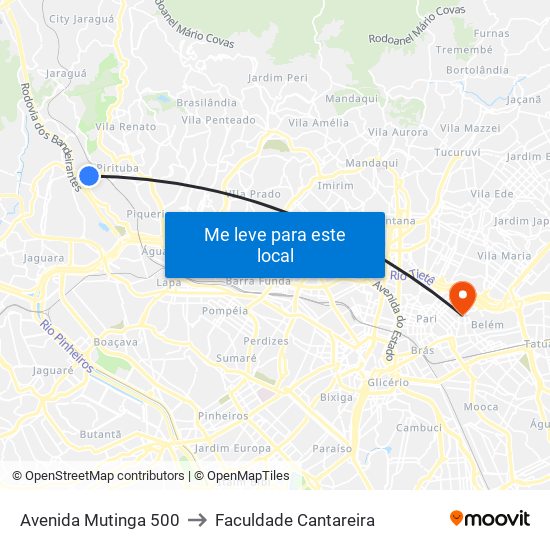 Avenida Mutinga 500 to Faculdade Cantareira map